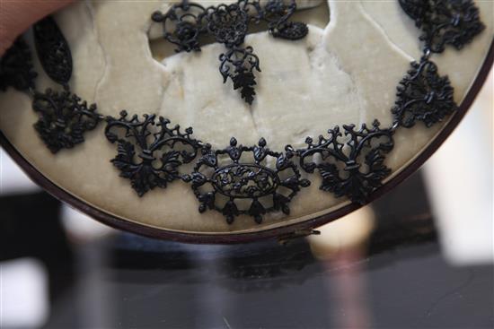 A 19th century Berlin? ironwork parure, necklace 15.5in.